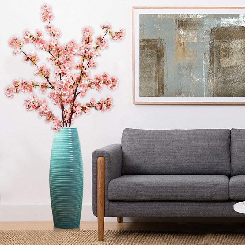 Sunm Boutique Silk Cherry Blossom Branches, Artificial Cherry Blossom Tree Stems Faux Cherry Flowers Vase Arrangements for Wedding Home Decor, Pink Cherry Blossom, Set of 3 - Image 3